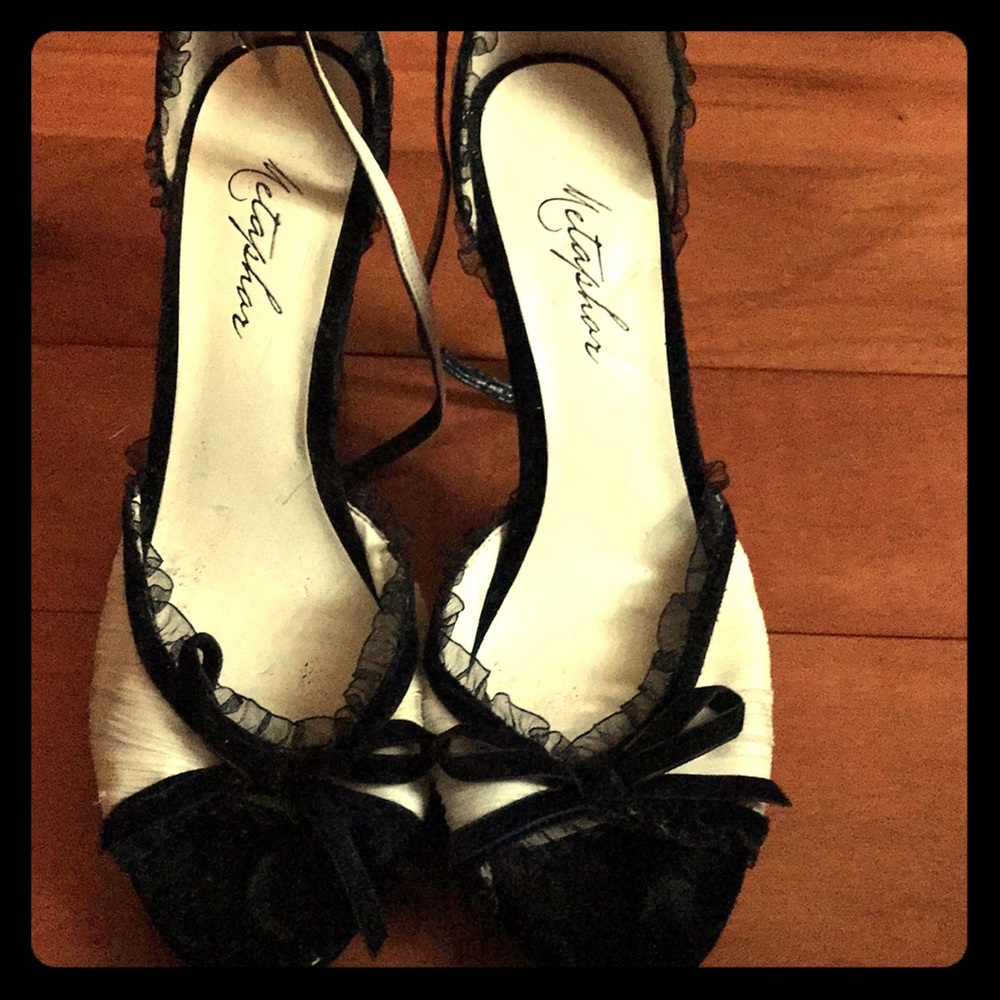 Cream and black heels